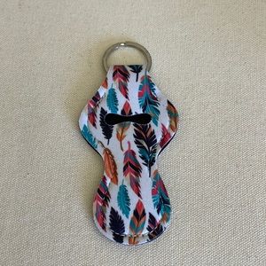 Handmade Indian Feather Print Key Chain With Secret Compartment